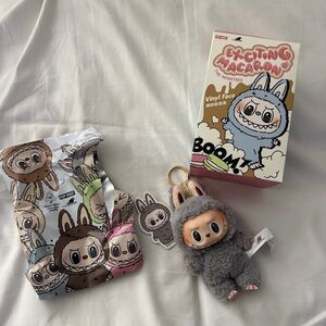 Gray Labubu Toy with Box and Bag